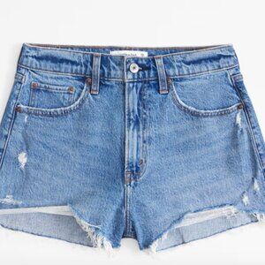 Abercrombie & Fitch Curve Love High Rise Vintage Wash Denim Mom Short Size 27